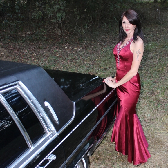 Precious Formals Dress. Size 4. Color Red or Maroon - Picture 1 of 5